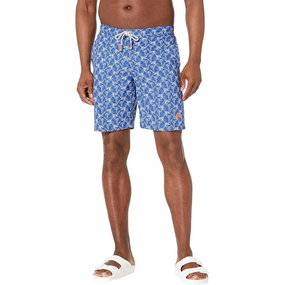 Tommy Bahama Baja Marlin Geo Shorts Elastic Waist Dark Cobalt Size M NWT